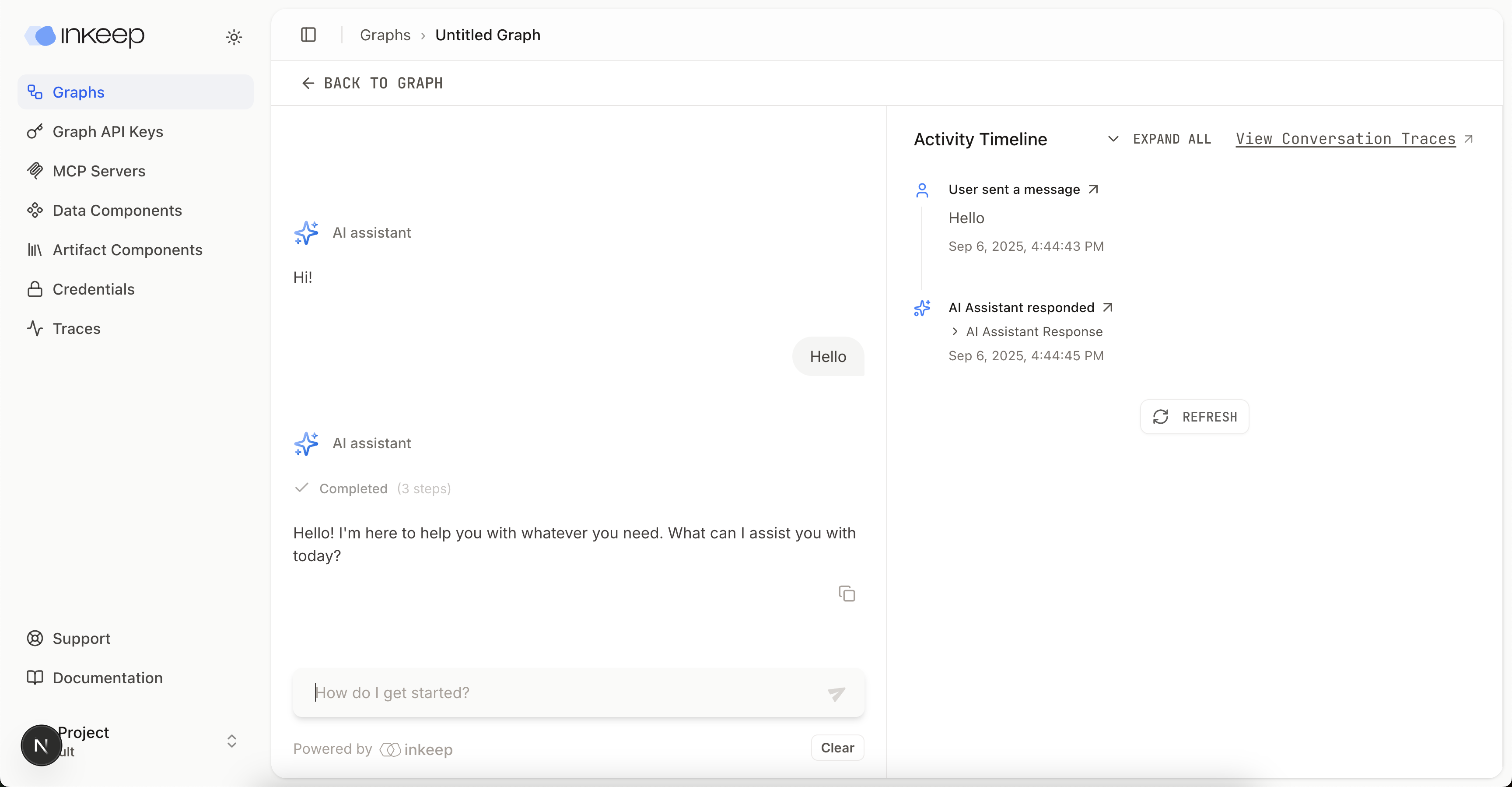 Live traces interface showing real-time agent execution